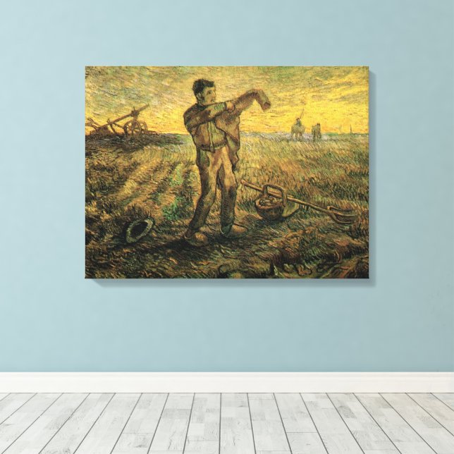 Lienzo Tarde - Fin del día de Vincent van Gogh (Insitu (piso de madera))