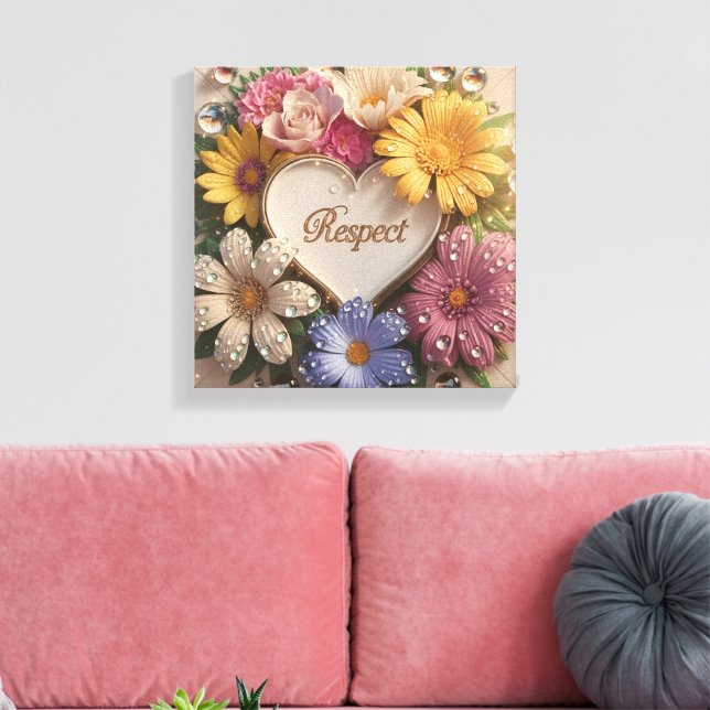 Lienzo Tarjeta de felicitación 3D lujosa con diseño flora (Insitu (Sala de estar))