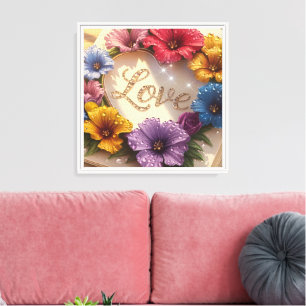 Lienzo Tarjeta de felicitación 3D lujosa con diseño flora