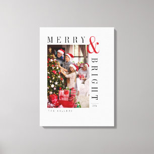 Lienzo Tarjeta de Foto de Navidad Familiar Guión Moderno