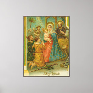 Lienzo Tarjeta de Navidad de la Era Eduardiana Vintage Na