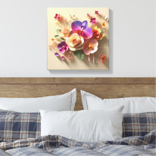 Lienzo Tarjeta de saludo 3D Primavera Blossoms - Rosas vi