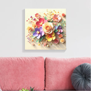 Lienzo Tarjeta de saludo 3D Primavera Blossoms - Rosas vi