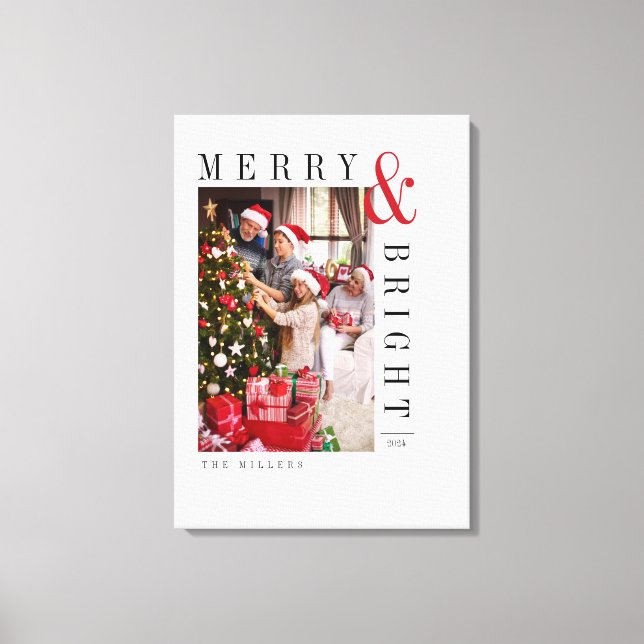 Lienzo Tarjeta fotográfica navideña de escritura moderna (Anverso)