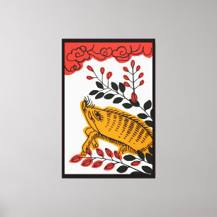 Lienzo Tarjeta hanafuda Vintage Lámina XL