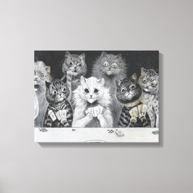 Lienzo Tarjetas de juego para gatos - Louis Wain (Anverso)