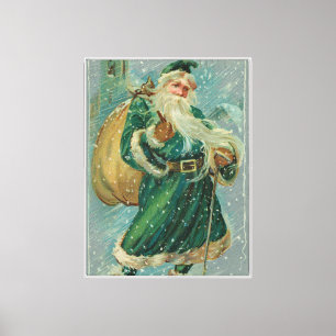 Lienzo Tarjetas de Navidad-Retro Santa Claus Tarjeta Post
