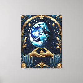 Lienzo tarot arcano pintado con luna