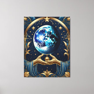 Lienzo tarot arcano pintado con luna