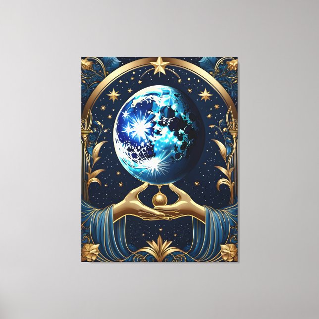 Lienzo tarot arcano pintado con luna (Anverso)