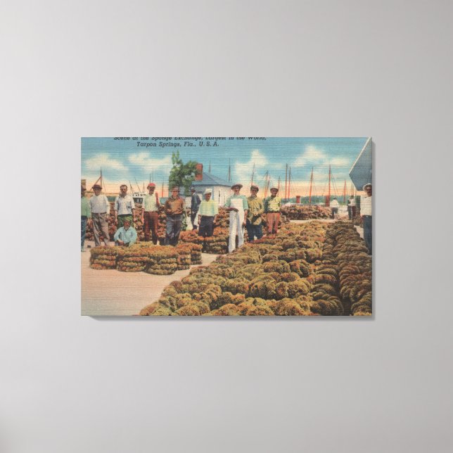 Lienzo Tarpon Springs, FL - Escena de intercambio de espo (Anverso)