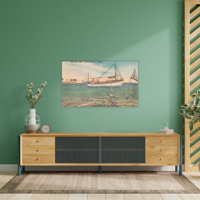 Lienzo Tarpon Springs, FL - Vista del barco y el mar prof (Subido por el creador)