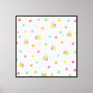 Lienzo Tarta de cumpleaños acuarela arcoíris Pintura colo