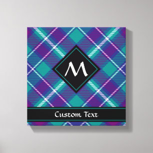 Lienzo Tartán verde marino, púrpura y azul