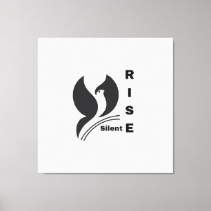 Lienzo Taza De Café Negra Minimalista Con Logotipo De Ave