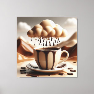 Lienzo Taza de chocolate con nube de fantasía goteando