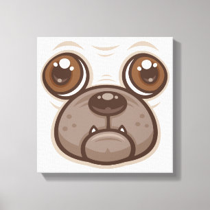 Lienzo Taza de Pug de Dibujos Animados Cara de Perro