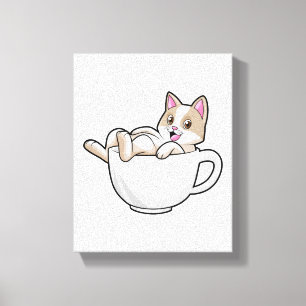 Lienzo Taza de té de gato