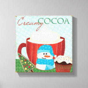 Lienzo Taza verde del día de fiesta con cacao caliente