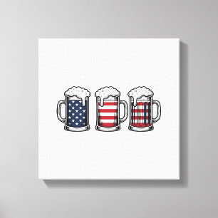 Lienzo Tazas de cerveza patrióticas diseño de camiseta ve
