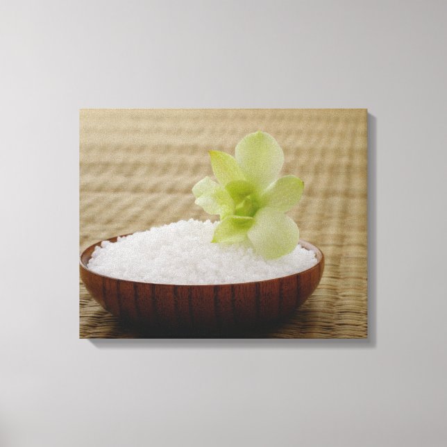 Lienzo Tazón de arroz con una flor en una alfombra de tat (Anverso)