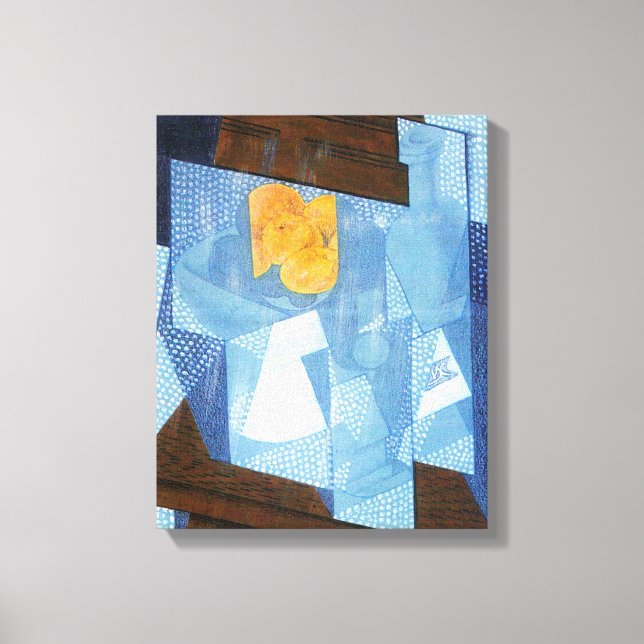 Lienzo Tazón de fruta por Juan Gris, el cubismo de época  (Anverso)