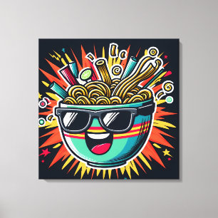 Lienzo Tazón de ramen de dibujos animados de fideos lindo