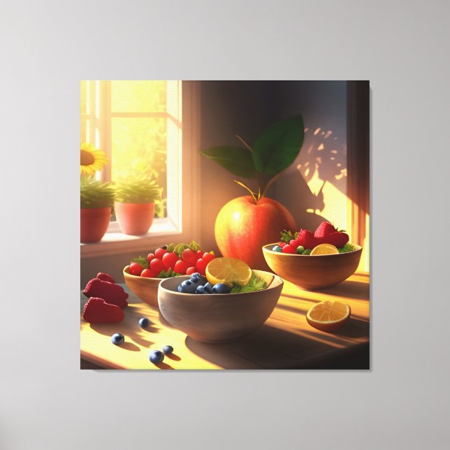 Lienzo Tazón de sol de frutas y flores 12 (Anverso)