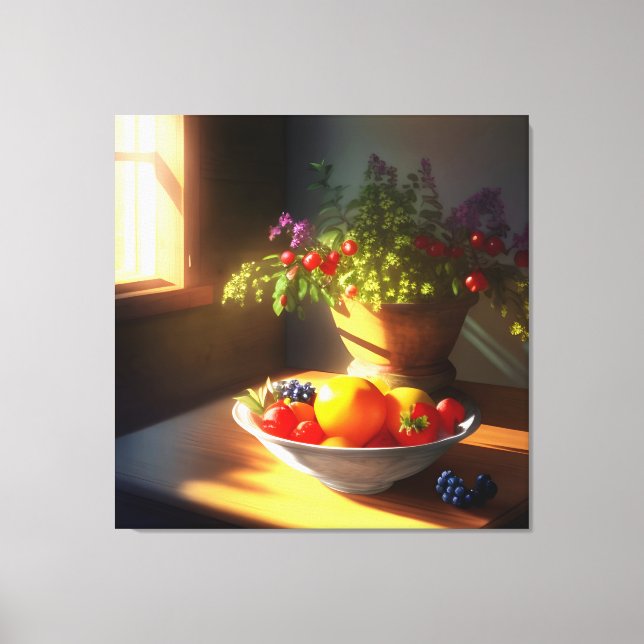 Lienzo Tazón de sol de frutas y flores 3 (Anverso)