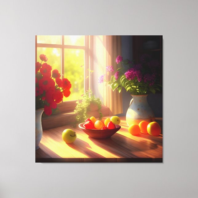 Lienzo Tazón de sol de frutas y flores 9 (Anverso)