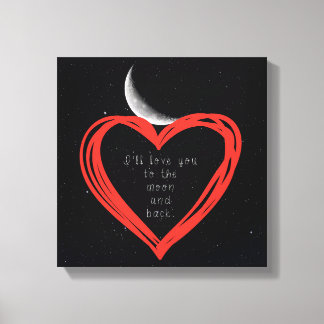 Lienzo Te amaré a la luna y a la huella de lona trasera