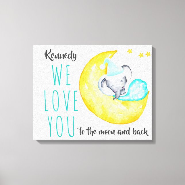 Lienzo Te amo a la luna y a la espalda - Elefante en la l (Anverso)