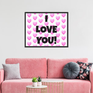 Lienzo Te Amo Corazones Rosados