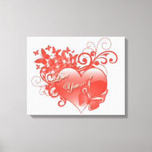 LIENZO TE AMO EN CORAZÓN ROJO