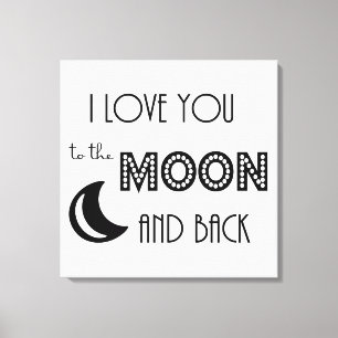 Lienzo te amo hasta la luna y de vuelta negro blanco