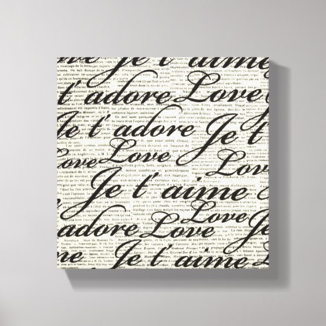 Lienzo Te amo, Je t' aime, tela envuelta (Anverso)