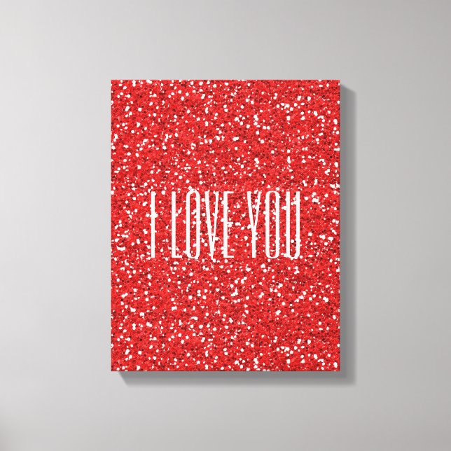 Lienzo Te amo Purpurina falso o tu propio texto (Anverso)