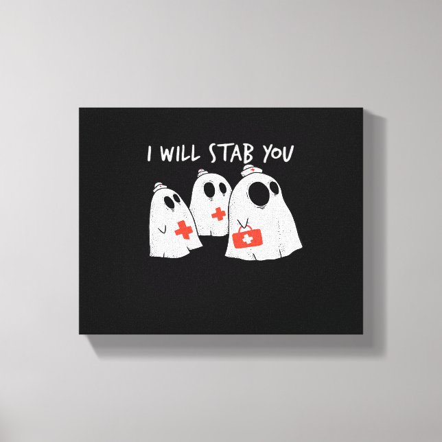 Lienzo Te Apuñalaré Enfermera Graciosa RN Halloween Gho (Anverso)