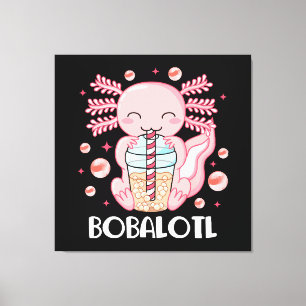 Lienzo Té de burbujas de ajolote divertido