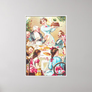 Lienzo Te deseamos una Feliz Navidad - Tarjeta Vintage 