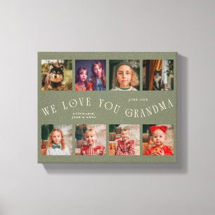 Lienzo Te Queremos Abuela 8 Cuadrícula de Fotos Verde S