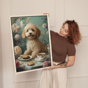 Lienzo Té Vintage de Goldendoodle Perro