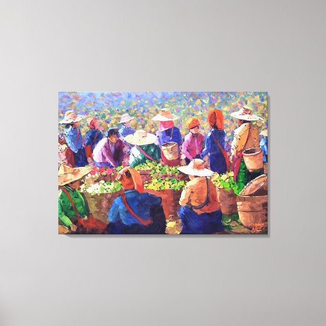 Lienzo Tea Pickers Pintura de tela (Anverso)