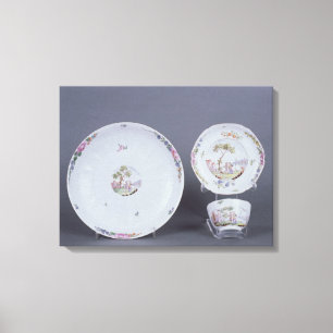 Lienzo Teabowl de Worcester y platillo y plato