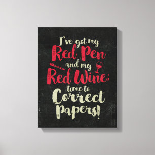 Lienzo Teacher Red Pen Vino Rojo