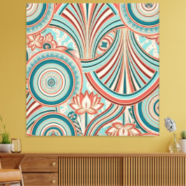 Lienzo Teal and Coral Nouveau Flow 