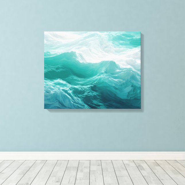 Lienzo Teal Ocean Waves Abstract Dream  (Insitu (piso de madera))