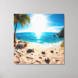 Lienzo Teal Watercolor Sea Turtle Coastal Zen