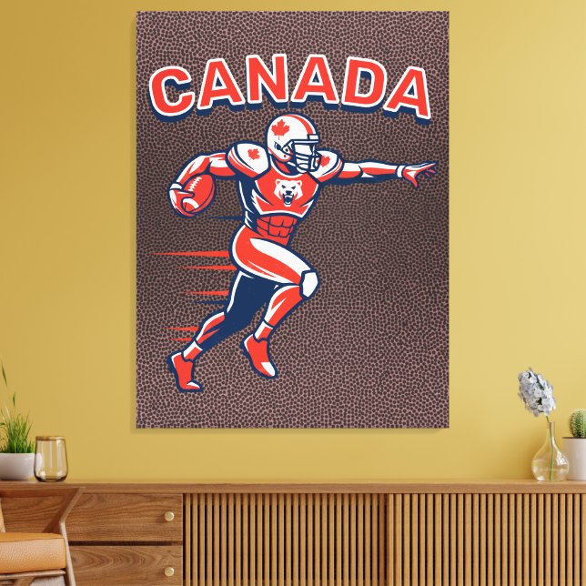 Lienzo Team Canada Football Dynamic Patriotic Athlete Art (Insitu (Sala de estar))