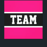 Lienzo TEAM Sporty Athletic Bright Pink Black Stripes<br><div class="desc">Este diseño deportivo presenta texto de TEAM atlético dentro de una banda negra realzada con pinstripes blancas contra rayas exteriores de color rosa brillante. El texto se puede personalizar.</div>